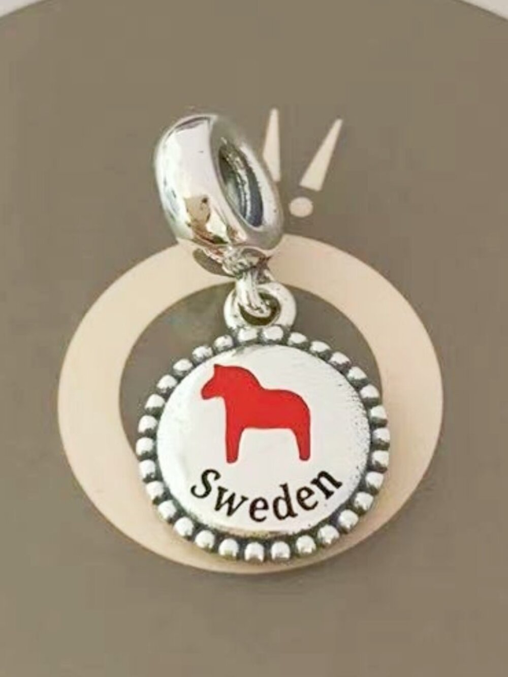 Pandora Schweden Charm Sweden Schriftzug Charm Sweden Dalapferd Dala Horse Charm